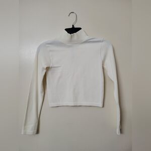Zara Ribbed Cream Long Sleeve Crop Top